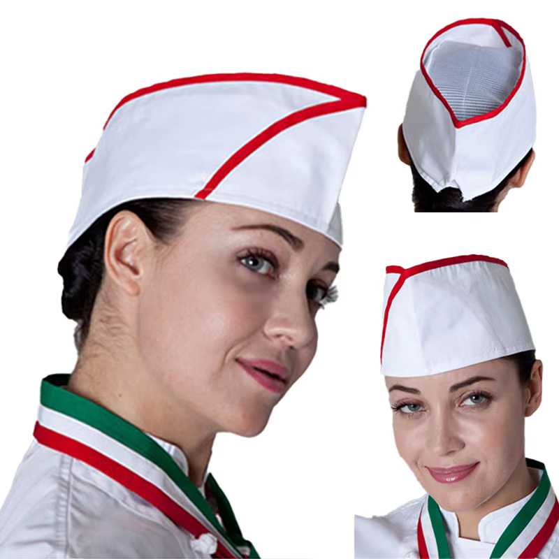 Women Kitchen Accessories - หมวกเชฟสำหรับงานจัดเลี้ยง หมวกเชฟสำหรับร้านอาหารและครัว หมวกสำหรับเชฟญี่ปุ่นและเกาหลี หมวกตาข่ายสำหรับพนักงานบริการในโรงอาหาร หมวกแบนสำหรับพนักงานเสิร์ฟ