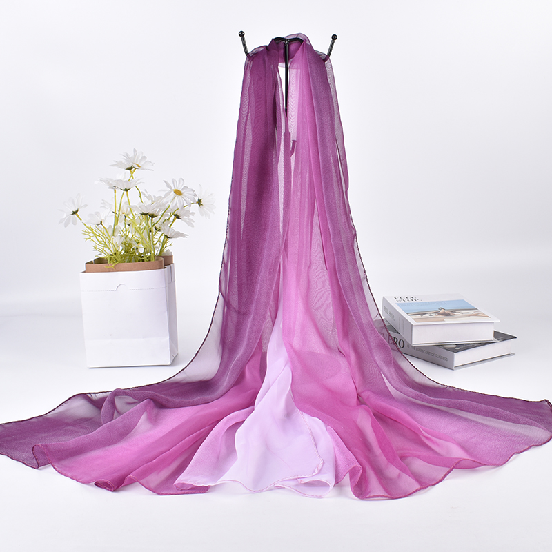 Silk Scarf Square - Syal Sutra ผ้าสามสีไล่ระดับสี75*180ใหม่สำหรับฤดูใบไม้ผลิ/ฤดูร้อน2023