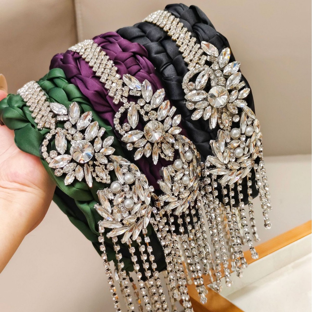 Women Accessories Sale - ที่คาดผมถักประดับพู่ห้อยคริสตัลงานฝีมือประณีต หรูหรา ระดับไฮเอนด์ สำหรับผู้หญิง ลดราคาพิเศษ