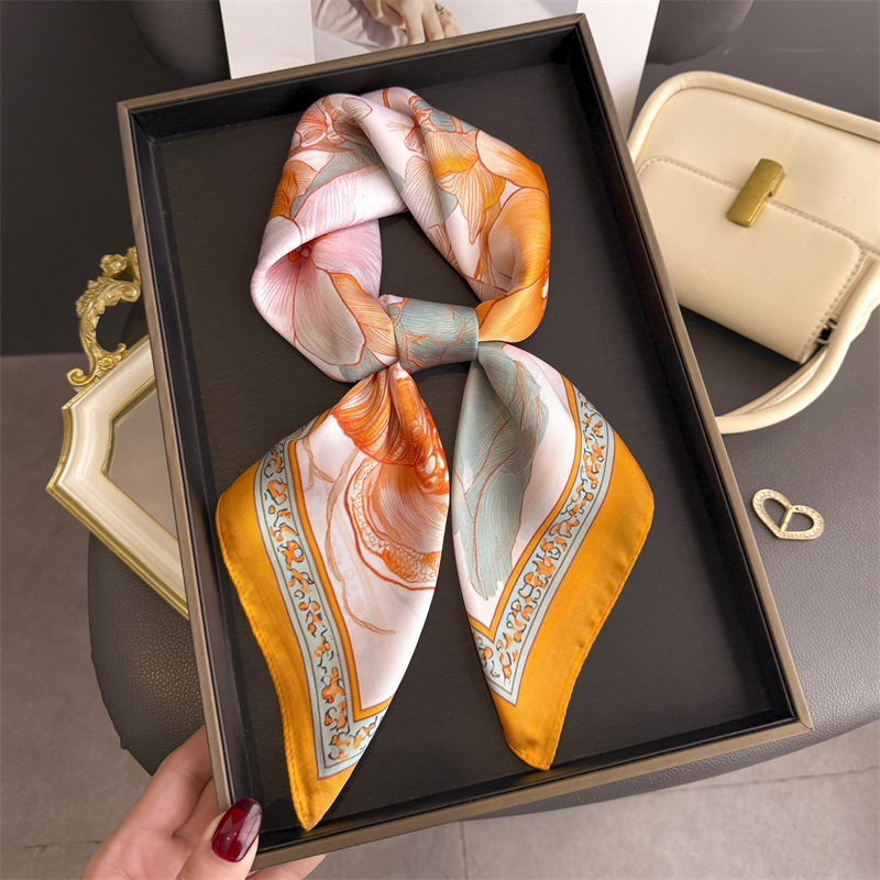 ผ้าคลุมศีรษะลายดอกไม้ใหม่ปี 20 - Silk Scarf Square บทวิจารณ์และราคา