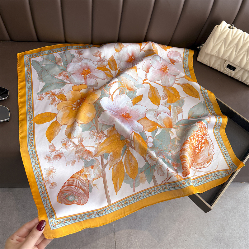 ผ้าคลุมศีรษะลายดอกไม้ใหม่ปี 20 - Silk Scarf Square บทวิจารณ์และราคา