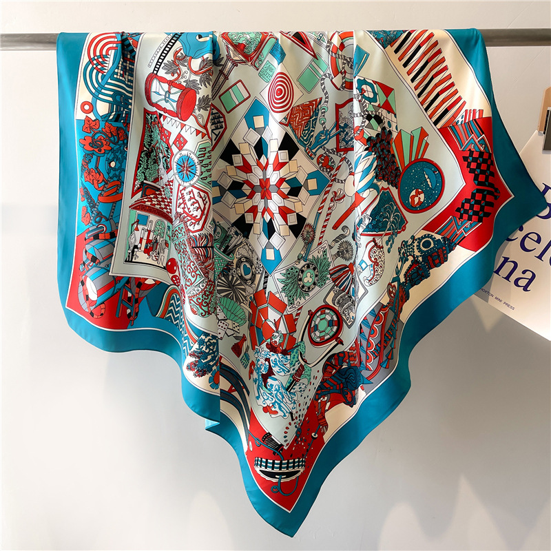 ผ้าพันคอไหมทวิลล์ลายดอกไม้สำหร - Silk Scarf Square บทวิจารณ์และราคา