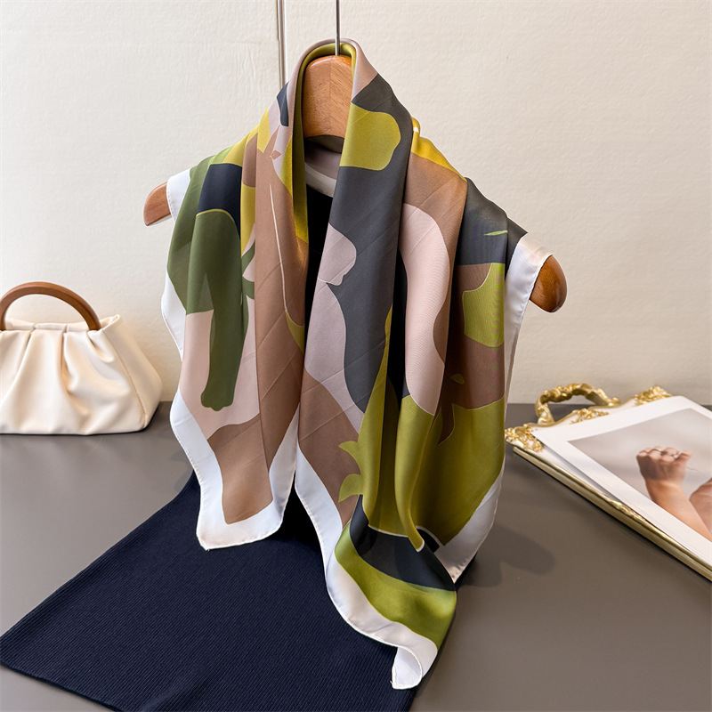 ผ้าพันคอสี่เหลี่ยมลายดอกไม้ ผ้ - Silk Scarf Square บทวิจารณ์และราคา