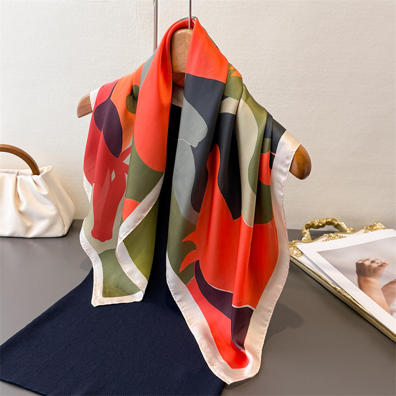 ผ้าพันคอสี่เหลี่ยมลายดอกไม้ ผ้ - Silk Scarf Square บทวิจารณ์และราคา