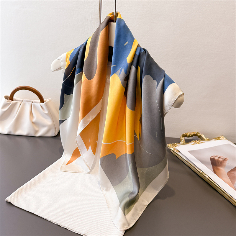 ผ้าพันคอสี่เหลี่ยมลายดอกไม้ ผ้ - Silk Scarf Square บทวิจารณ์และราคา