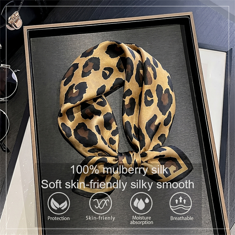 ผ้าพันคอไหมแท้ 100% ลายเสือดาว - Silk Scarf Square บทวิจารณ์และราคา